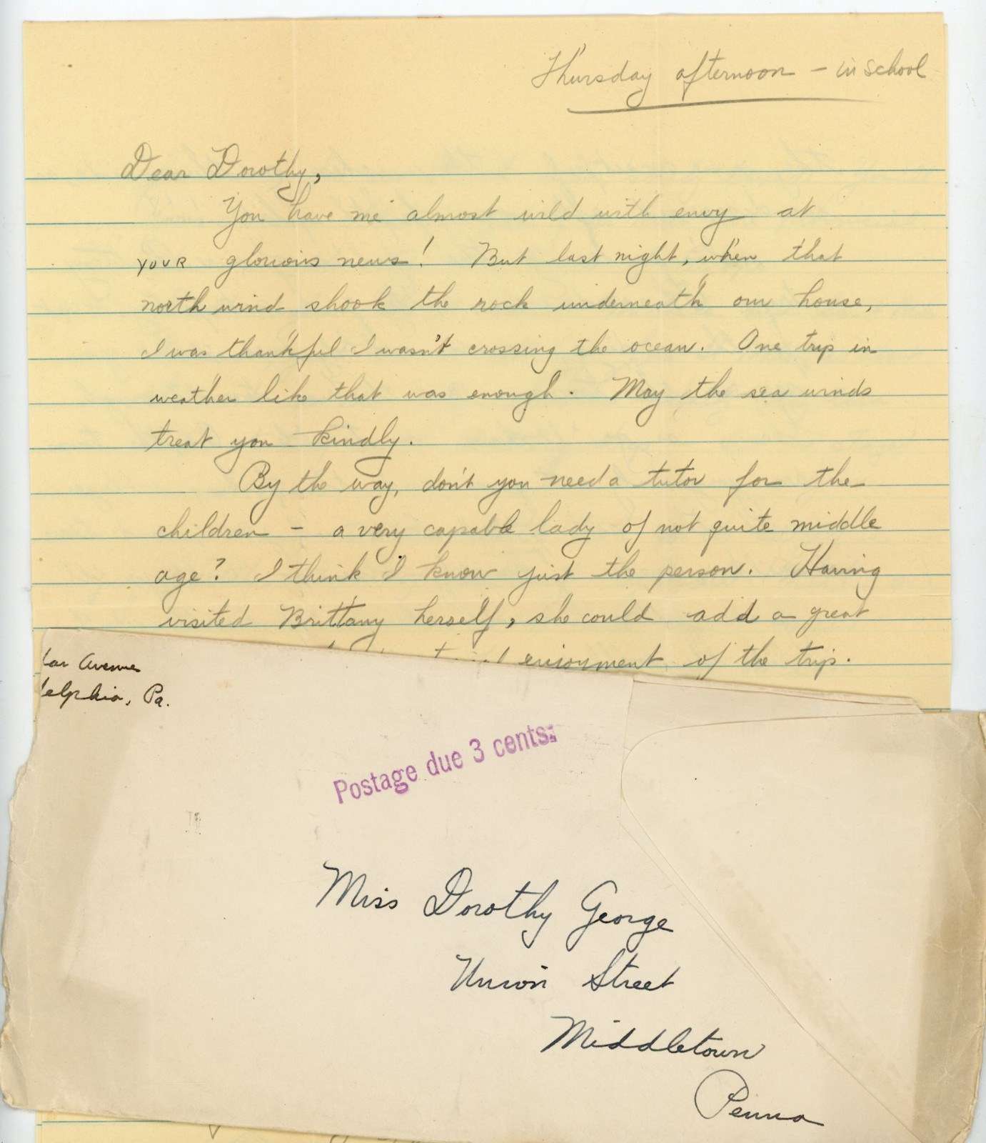 1934 Letter & Cover Harrisburg PA to Persia Iran Presbyterian Missionary History