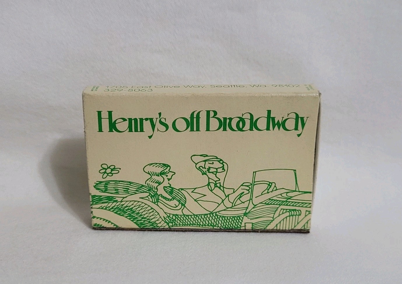 Vintage Henry\'s Off Broadway Restaurant Matchbox Seattle WA Advertising Matches