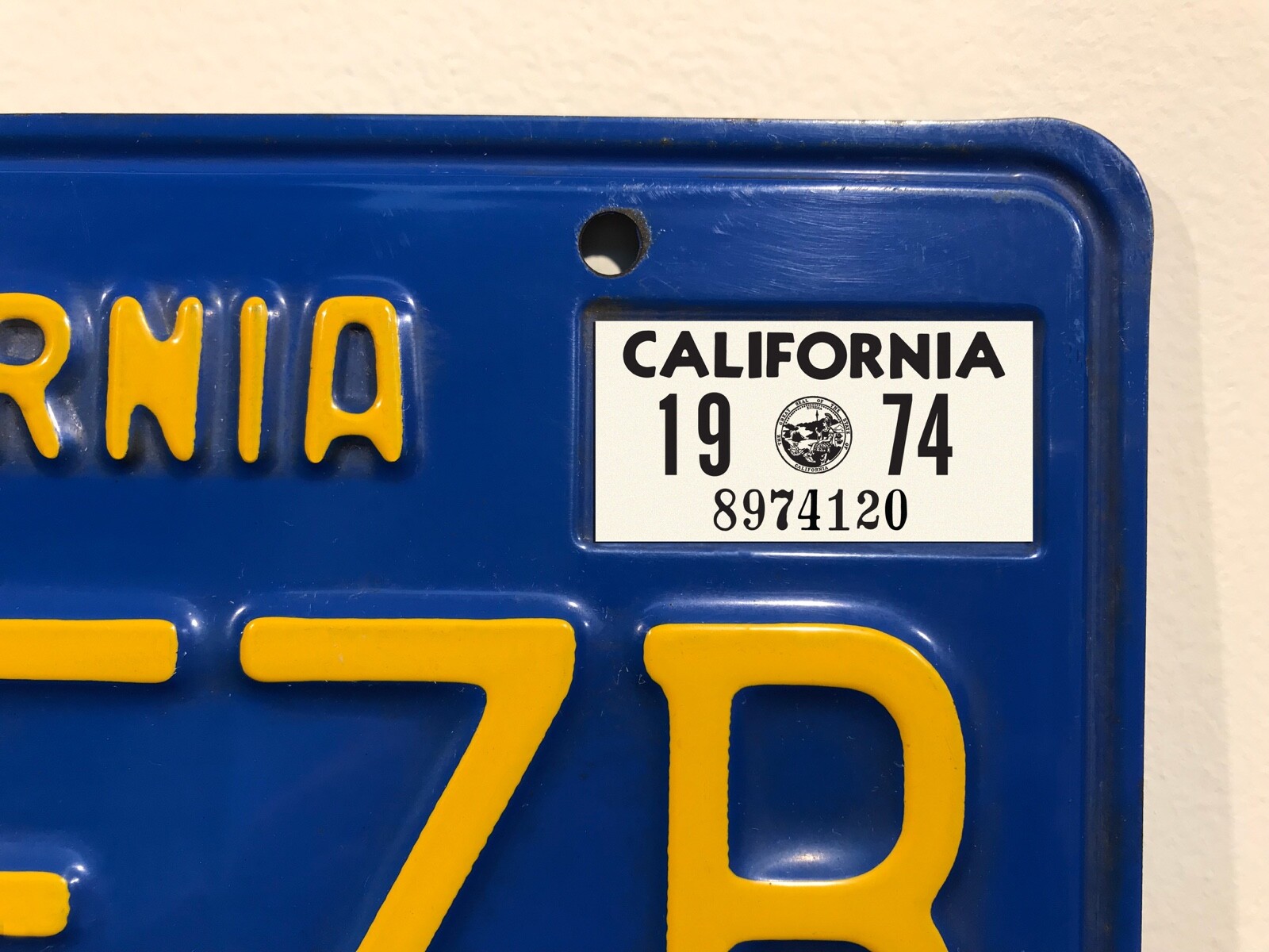 1974 California License Plate Sticker, YOM, CA, DMV, Registration 1974 California License Plate Sticker, YOM, CA, DMV, Registration