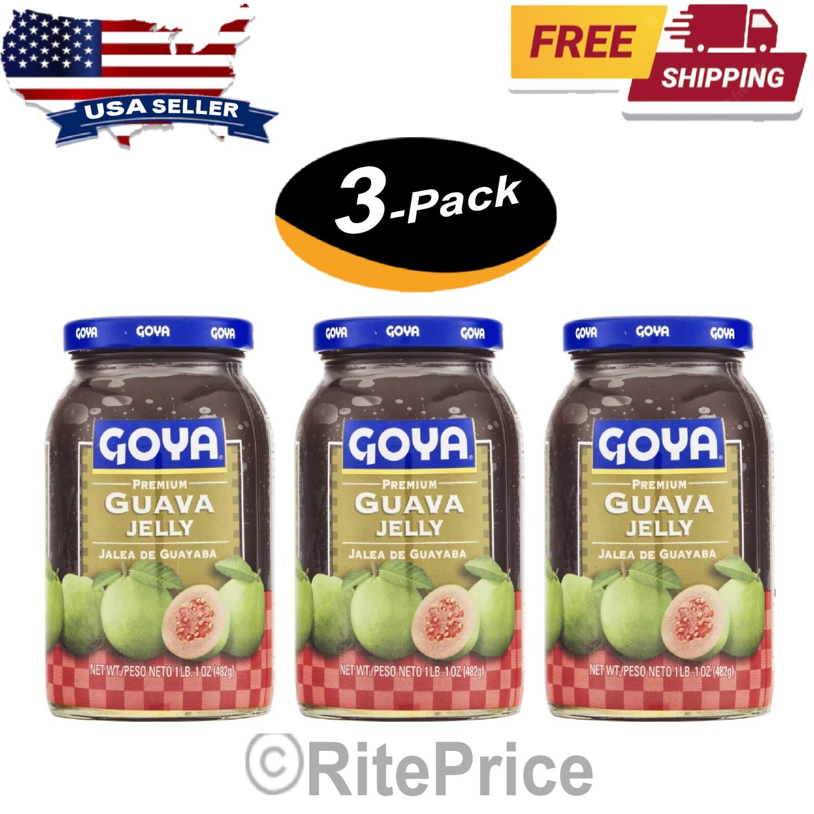 Goya Guava Jelly, 17-Ounce Glass Jars  (3 Pack) - New - 