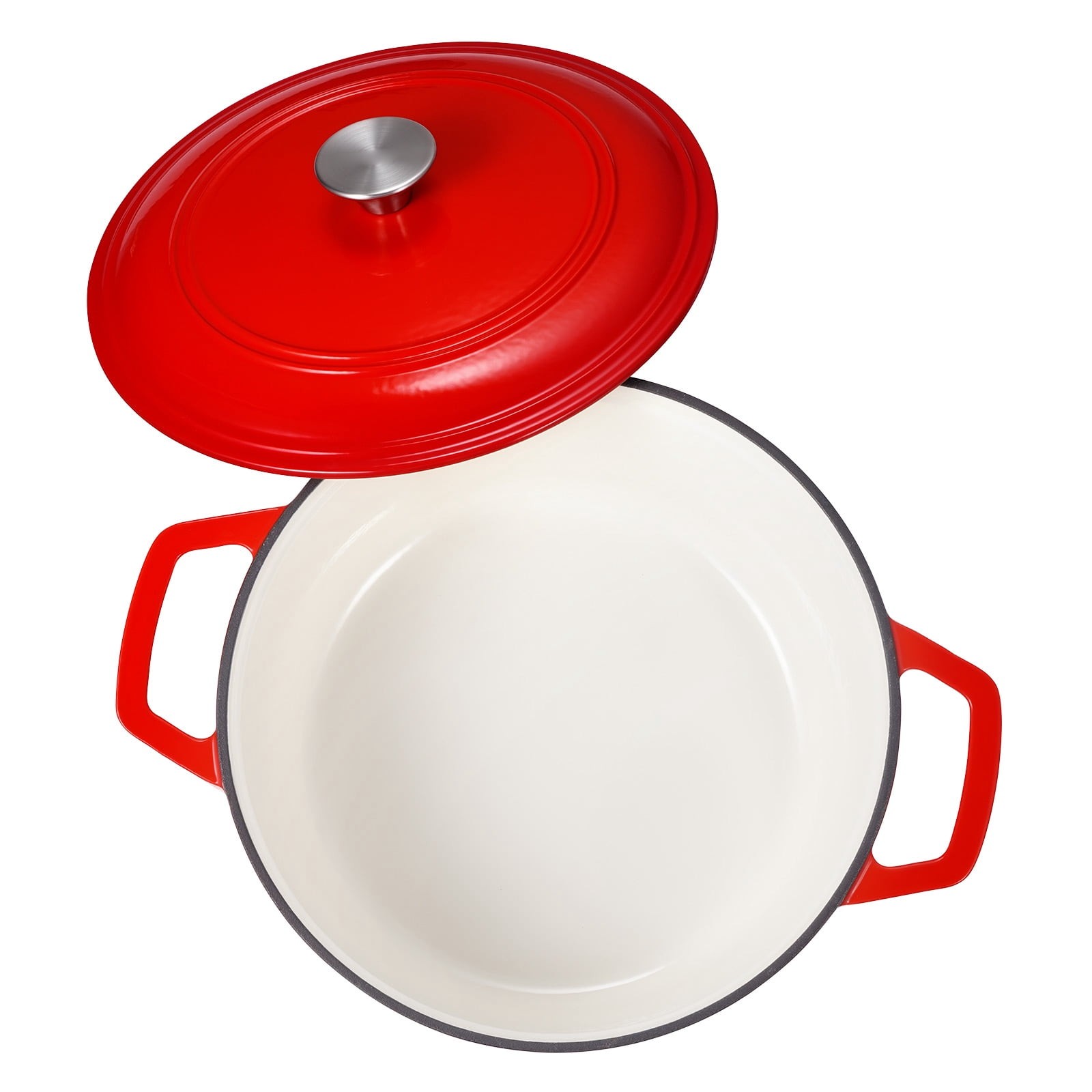 Enameled Cast Iron Dutch Oven, 6 Quart Pot with Lid and Side Handles, Durable