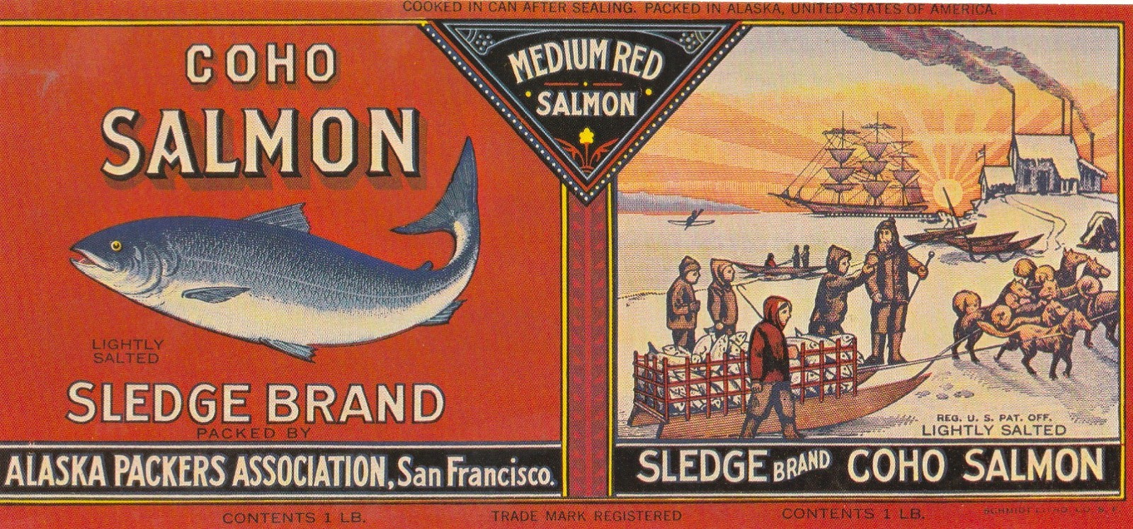 Postcard Alaska Packers Sledge Brand Vintage Salmon Label