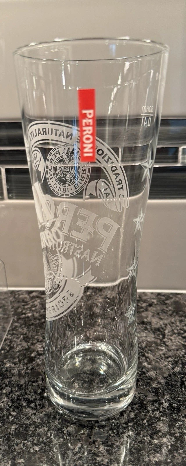 New- 6 PERONI NASTRO AZZURRO Etched Italian Beer Glasses 13 fl oz 8.25 Tall Ori New- 6 PERONI NASTRO AZZURRO Etched Italian Beer Glasses 13 fl oz 8.25 Tall Ori