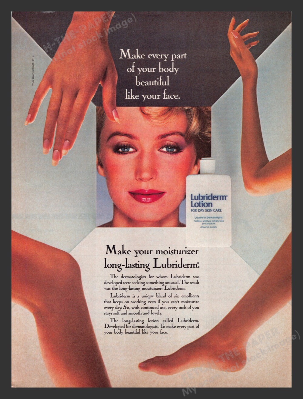 Lubriderm 1980s Print Advertisement Ad 1984 Lotion Face, Legs, Arms, Hands Lubriderm 1980s Print Advertisement Ad 1984 Lotion Face, Legs, Arms, Hands