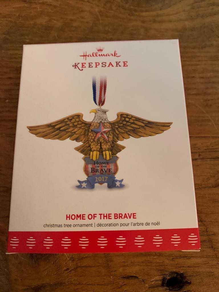 Hallmark Keepsake Ornament 2017 Home of the Brave Eagle medal red white blue