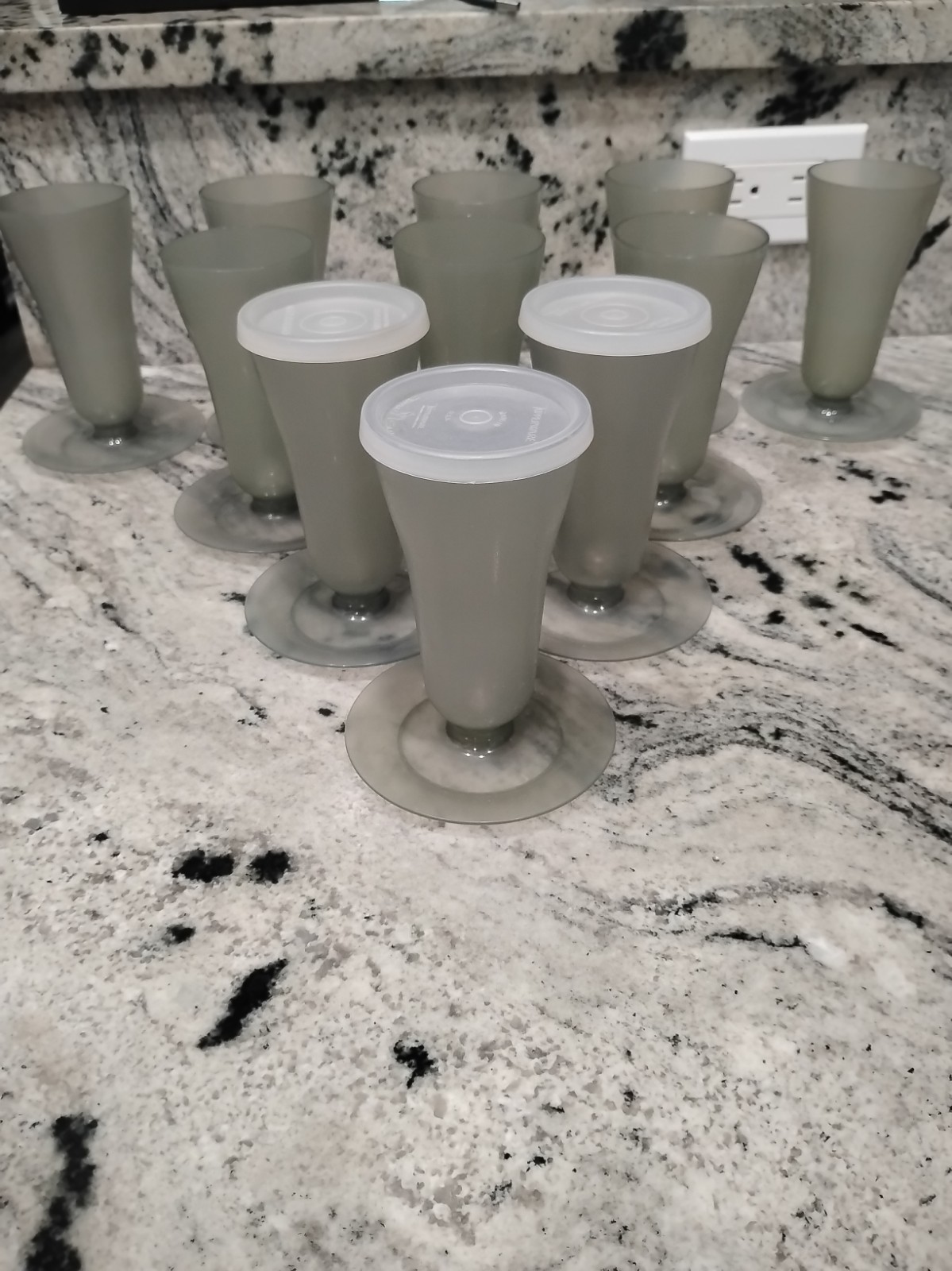 Lot Of 11 Vintage Tupperware Dessert Cups #754 Parfait Pudding Sundae 3 Lids