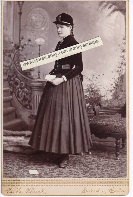 Original Cabinet Photo-Pretty Young Girl Standing-Long Dress Hat-Smartly Dressed