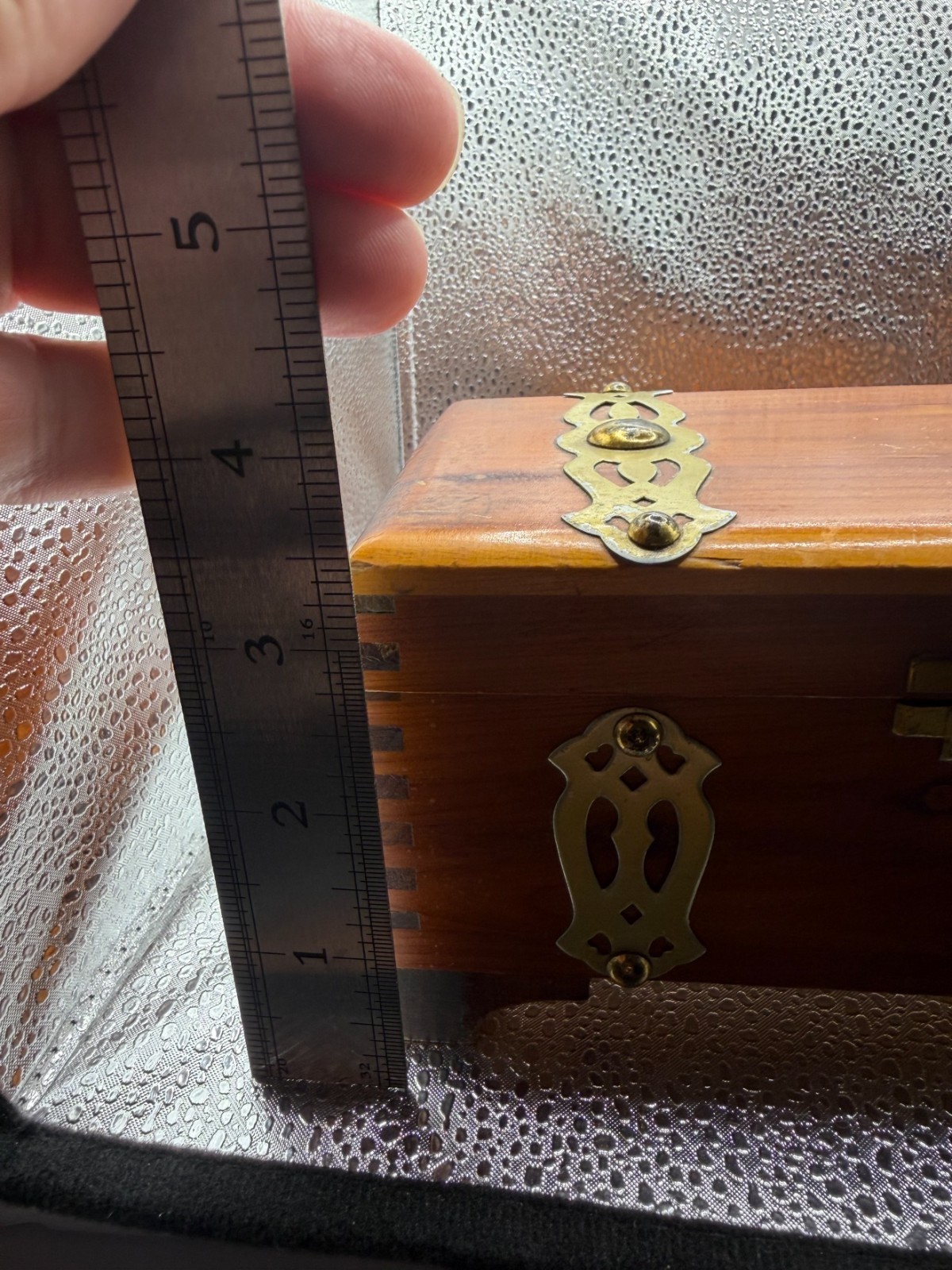 Vintage Cedar Trinket Box Brass Hardware Hinged Keepsake Dovetail Wood