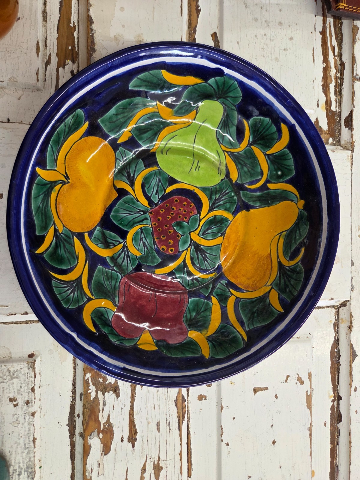 Vintage Mexican pottery fruit bowl