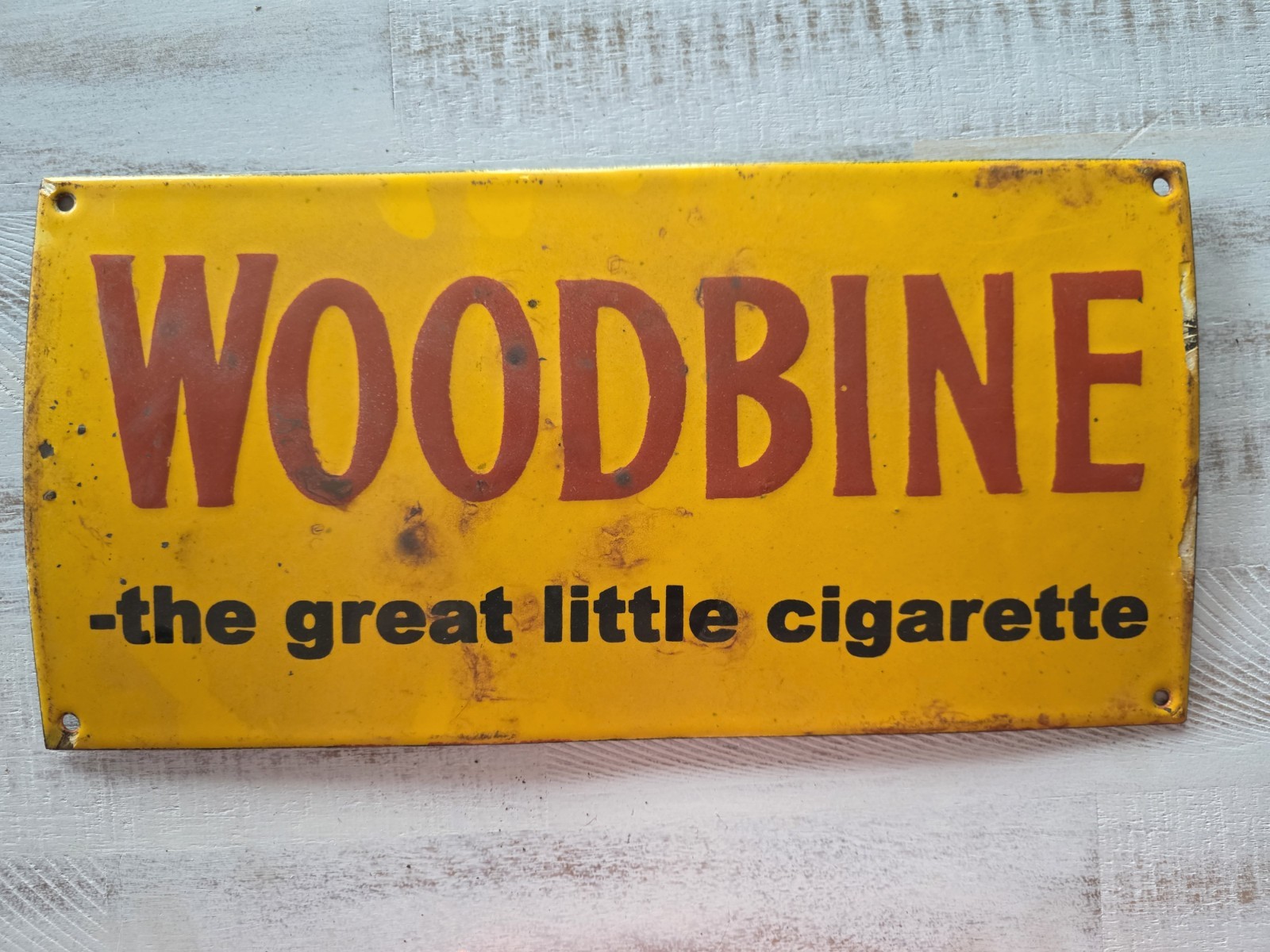 VINTAGE WOODBINE CIGARETTE PORCELAIN SIGN  THE GREAT LITTLE CIGARETTE 16