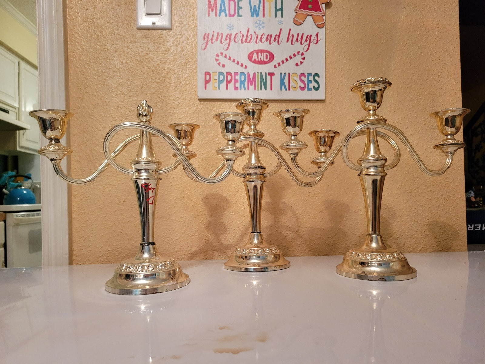 Vintage Ianthe Silver Plated Candle Holder 3pc Set/ Great Condition