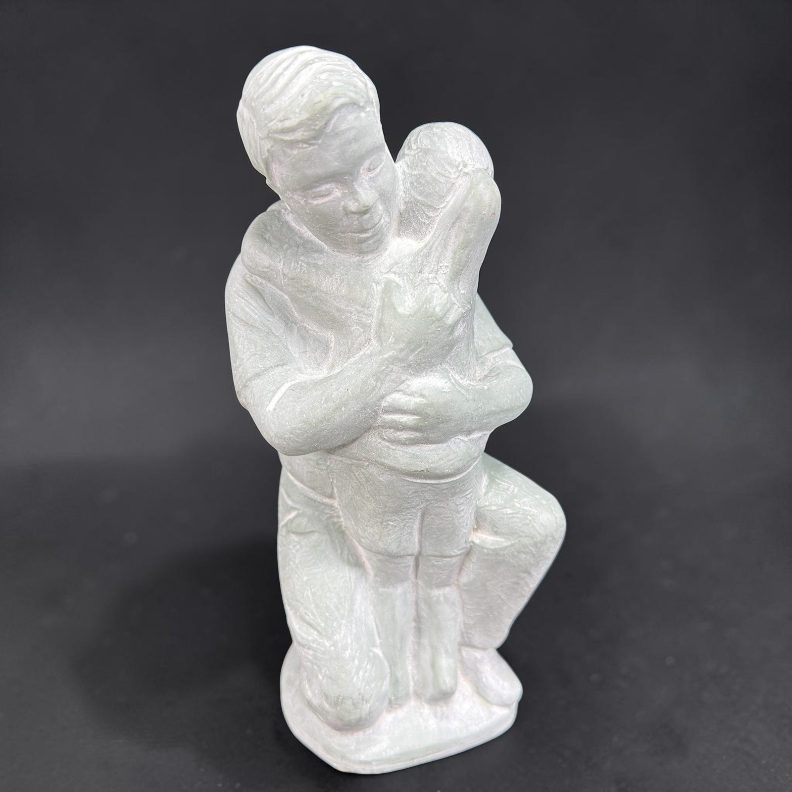 Isabel Bloom Father and Child Sculpture 2004 Concrete Figurine Green 8inch Large