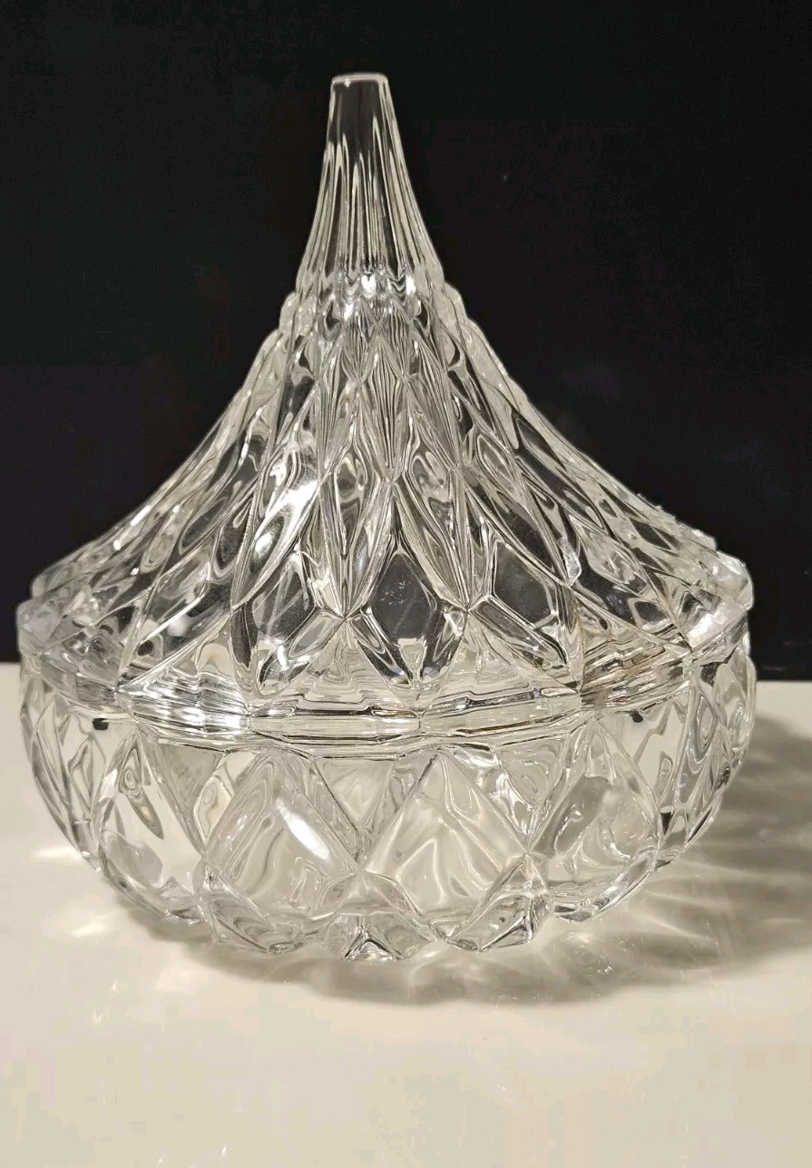 Hershey's Chocolate Kiss Candy/ Trinket Dish Crystal Cut Glass.