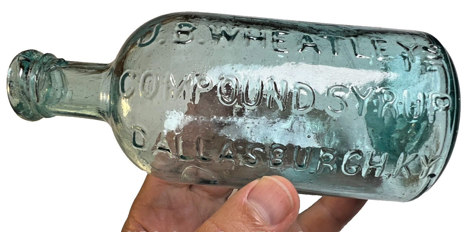 Antique 1850s Open Pontil Wheatley\'s Compound Syrup Dallasburgh Kentucky Crude