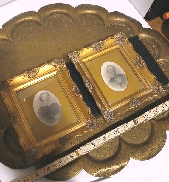 Beautiful Pair Of Framed 1800’S PHOTOS OF A YOUNG COUPLE  GILDED FLORAL FRAMES