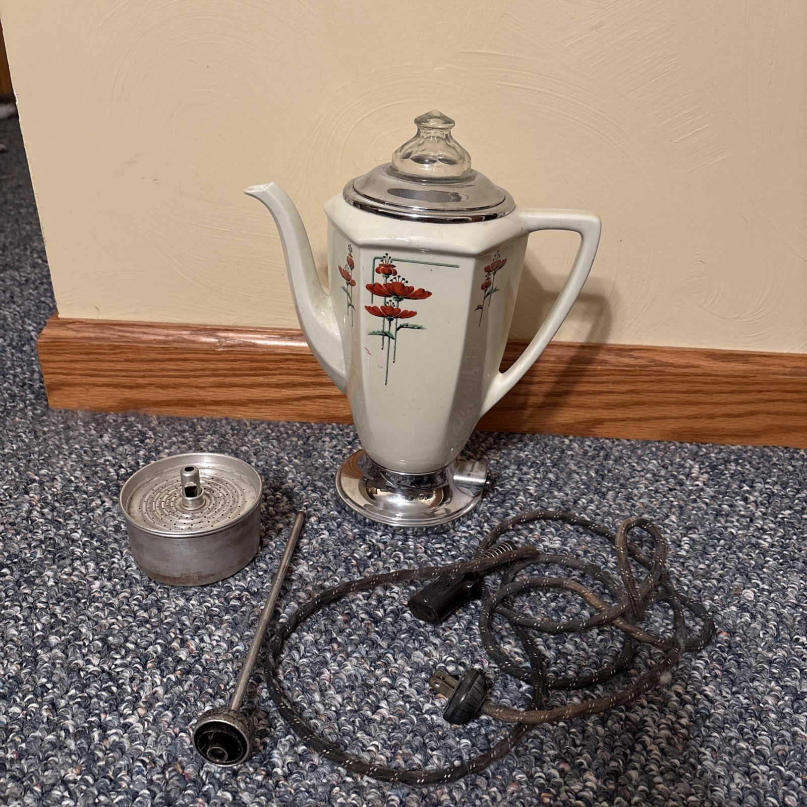 VTG Royal Rochester Coffee Pot Percolator Plug In Electric Teapot - NOT TESTED