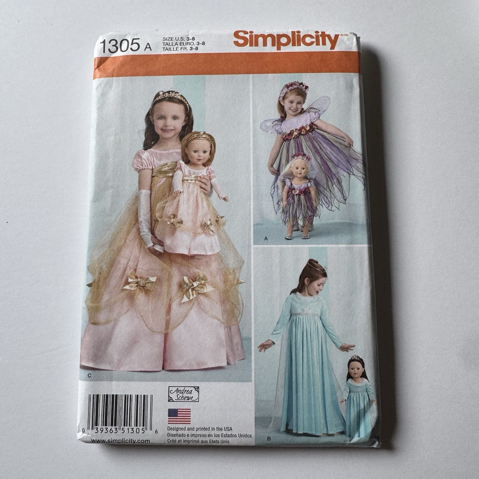 NEW Simplicity Pattern 1305 CHILD & Doll Andrea Schewe Fairy Princess  Sz 3-8 UC