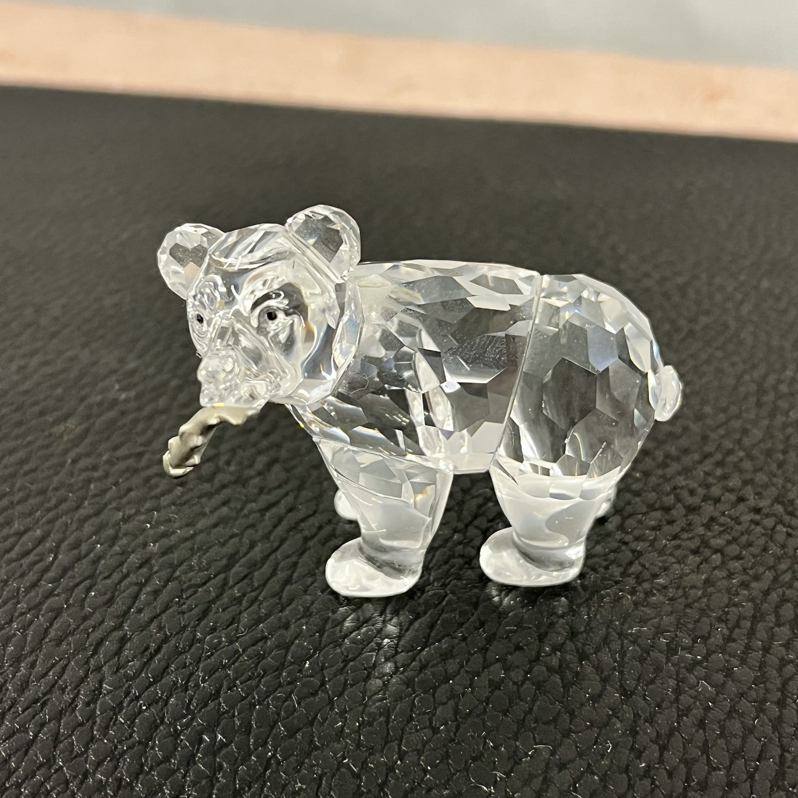 Swarovski Crystal Rare Grizzly Bear Cub Figurine with Silver Fish Retired