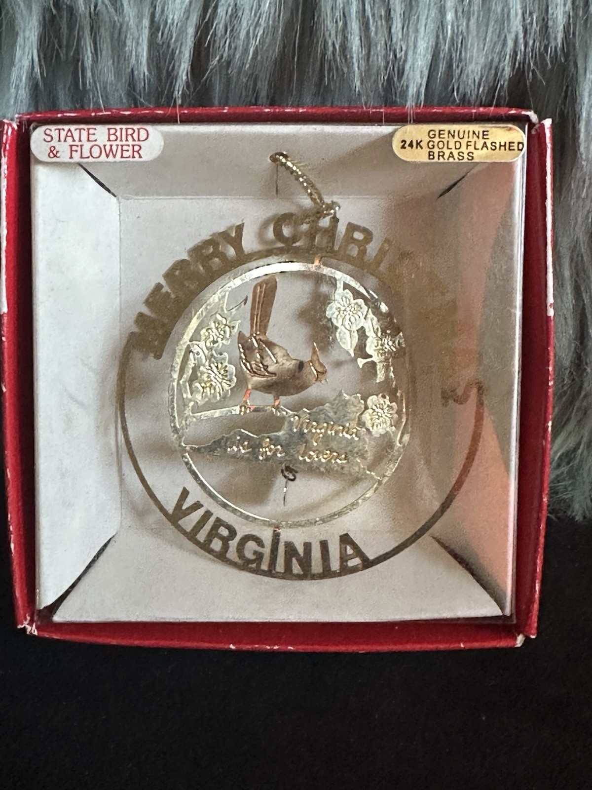 National Treasures Christmas Ornament Virginia Brass Finish 24 kt Gold 2D National Treasures Christmas Ornament Virginia Brass Finish 24 kt Gold 2D