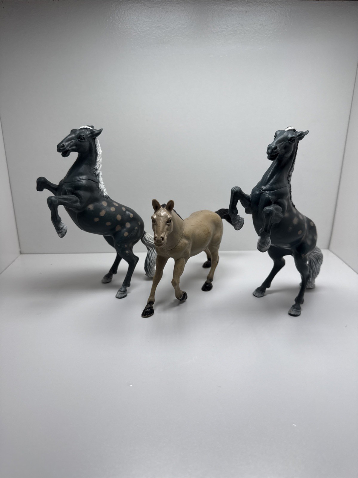 VTG Hard Rubber Toy Play Horse Lot Of 3