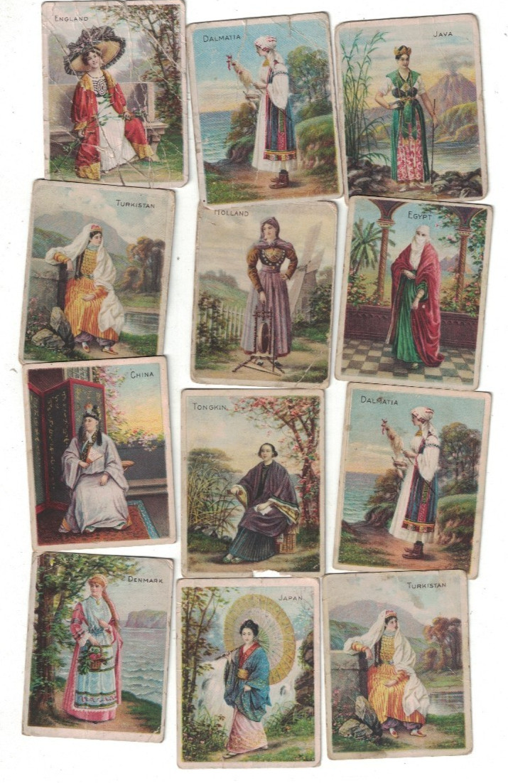 Lot of 12 1912 T52 Costumes & Scenery Hemar Tobacco Cards LLC