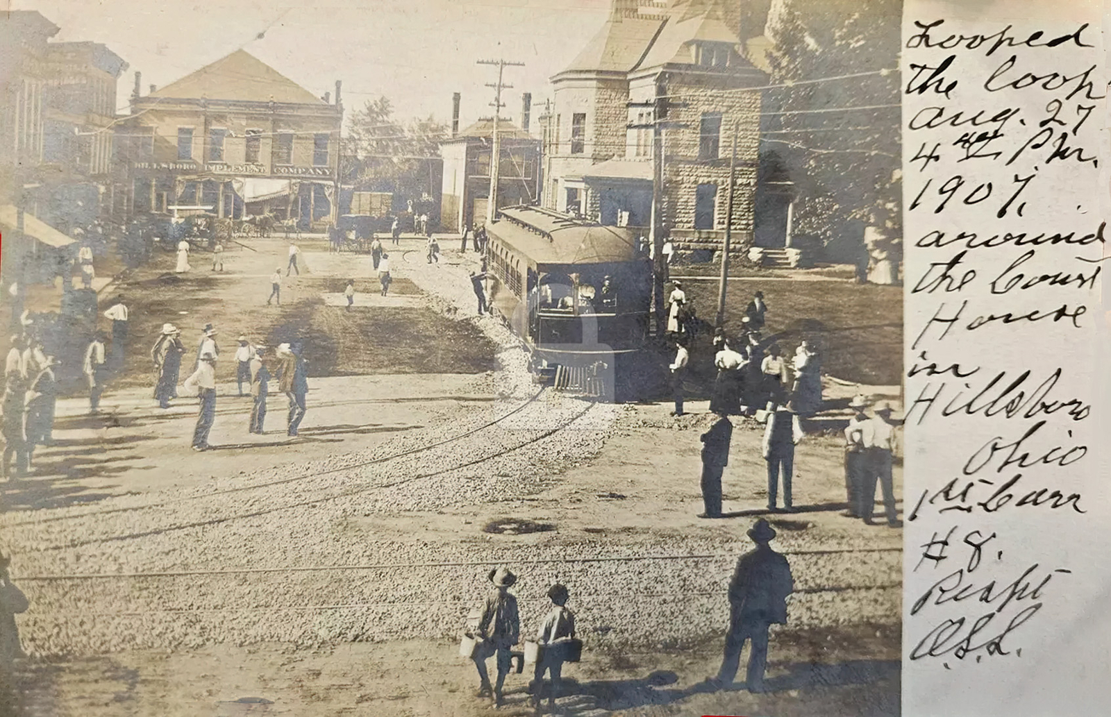 Hillsboro Tram Streetcar Ohio OH Trolley RPPC Postcard Copy