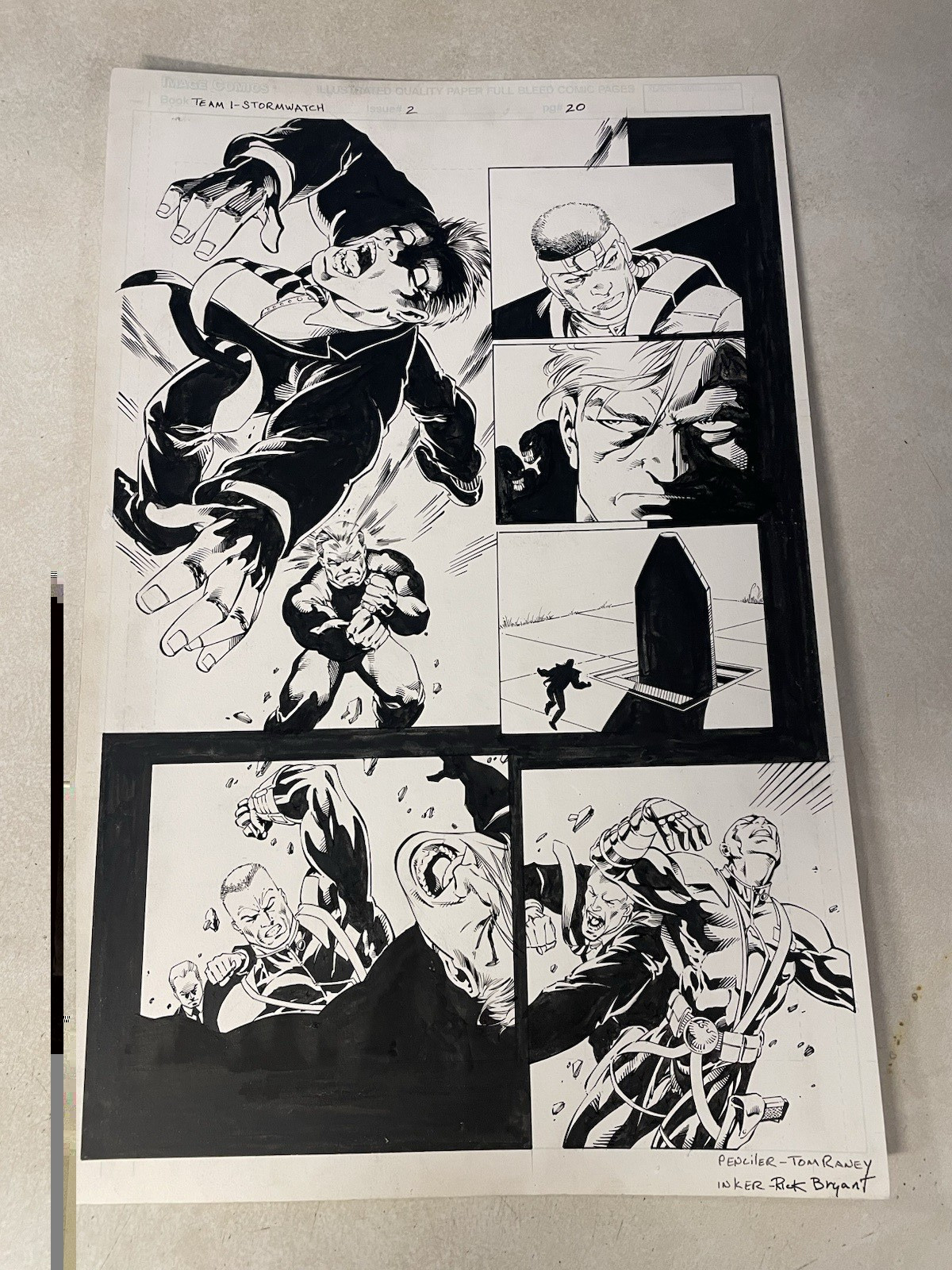 TEAM ONE STORMWATCH #2 ORIGINAL COMIC ART 1995 IMAGE ACTION FIGHT PAGE