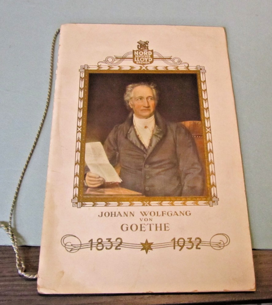 1932 German NDL Line SS Columbus Cruise Ship Menu Johann Wolfgang von Goethe