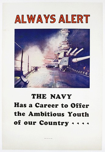 Original 1933 Navy Recruiting Poster - Always Alert Original 1933 Navy Recruiting Poster - Always Alert