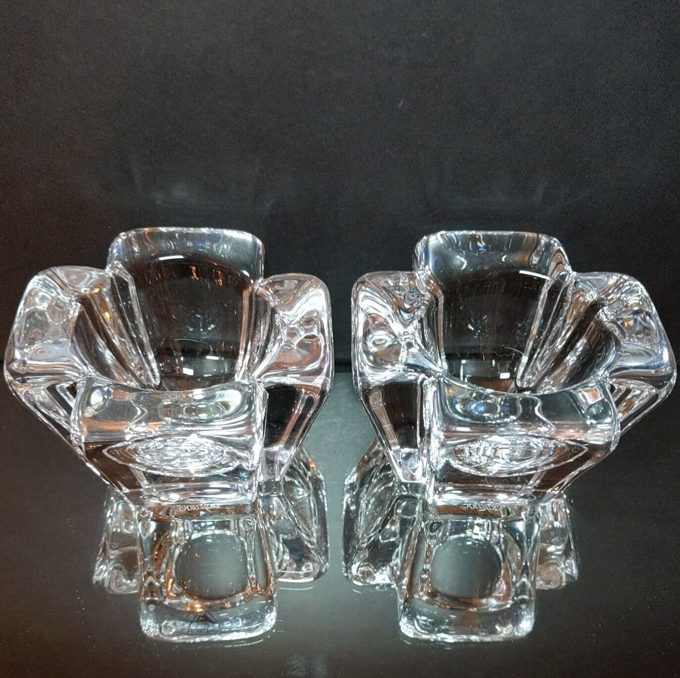 ORREFORS MAX VOTIVE CANDLE HOLDERS, Cast Crystal, 2 1/4\