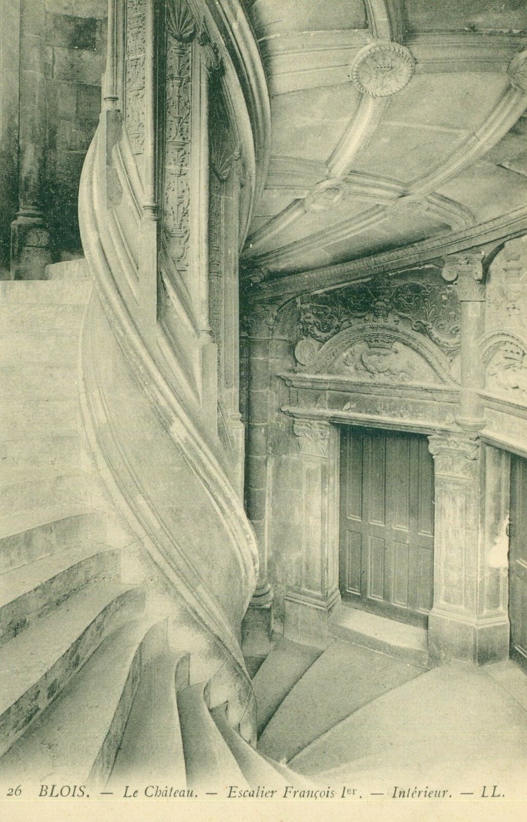 Blois Le Chateau Escalier Francois 1er Interieur Vintage Postcard