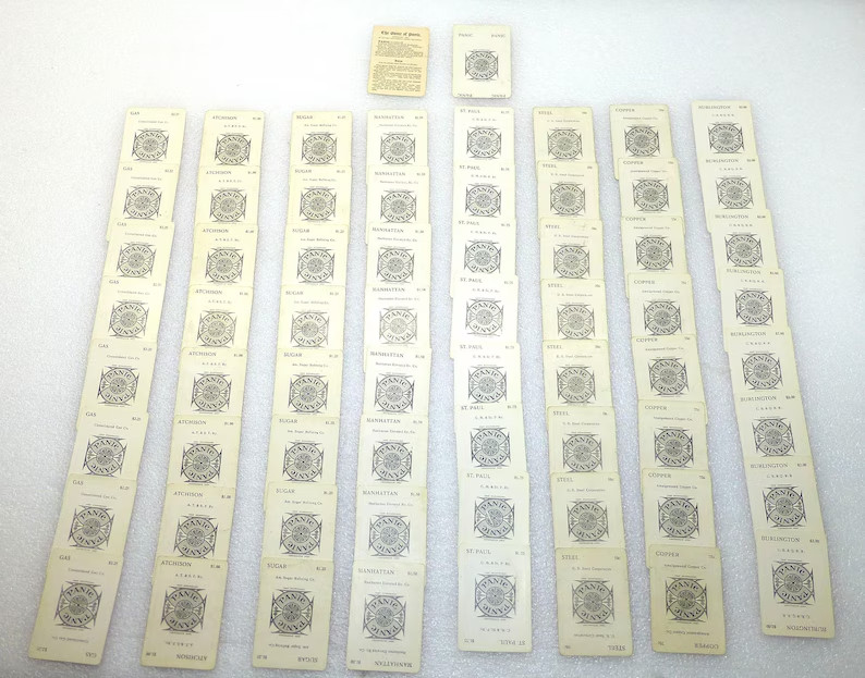 Unique antique 1903 stock trading card game oil gas railroad commodities 