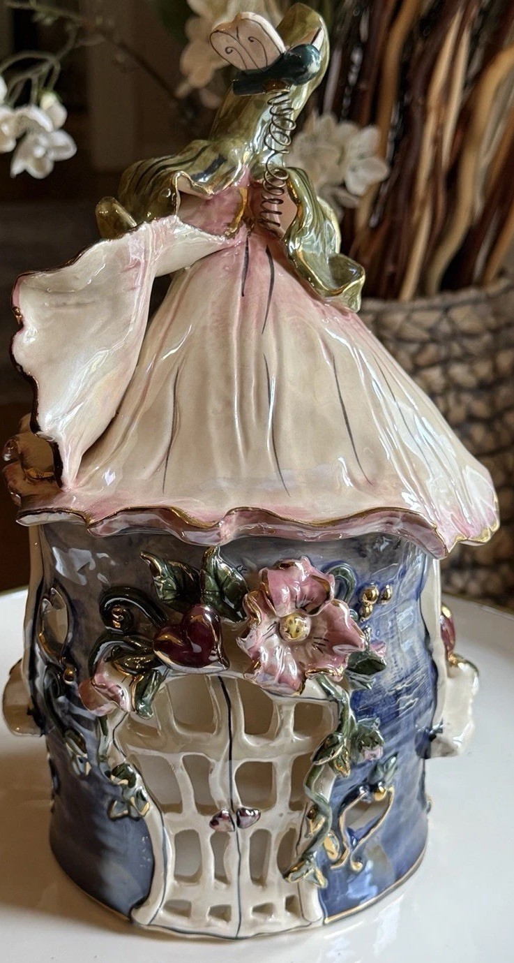 Rare Vintage 2001 Blue Sky Fairy Blossom House Tealight Heather Goldminc pristi Rare Vintage 2001 Blue Sky Fairy Blossom House Tealight Heather Goldminc pristi