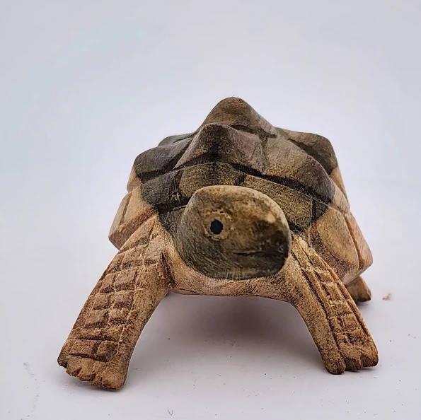 Hand-Carved Soro Wood Turtle Figurine