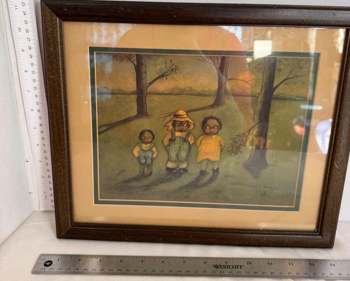 Unique Vintage 1985 N. SCHEEMAN Folk Art Framed Print 
