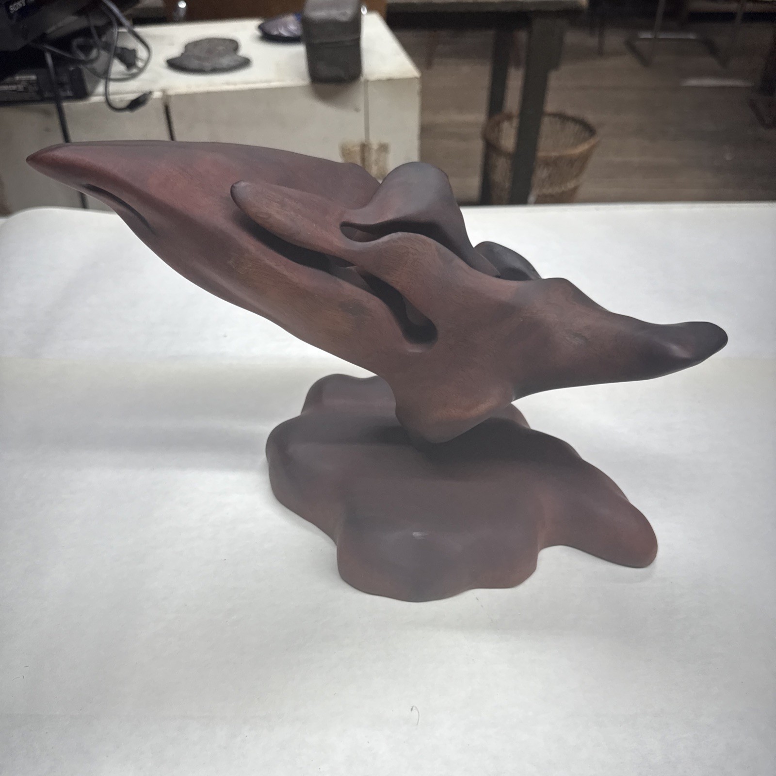 Reggie Medford Mahogany Abstract Wood Sculpture Barbados Hand Carved Signed 2014