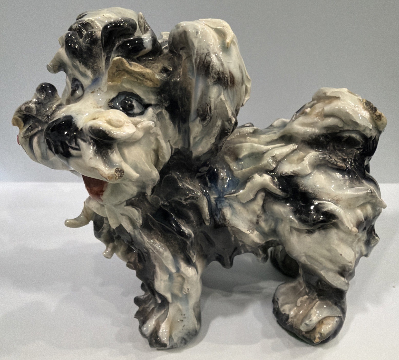 Vintage Italian Spaghetti Dog Terrier Figurine Black & White 5\