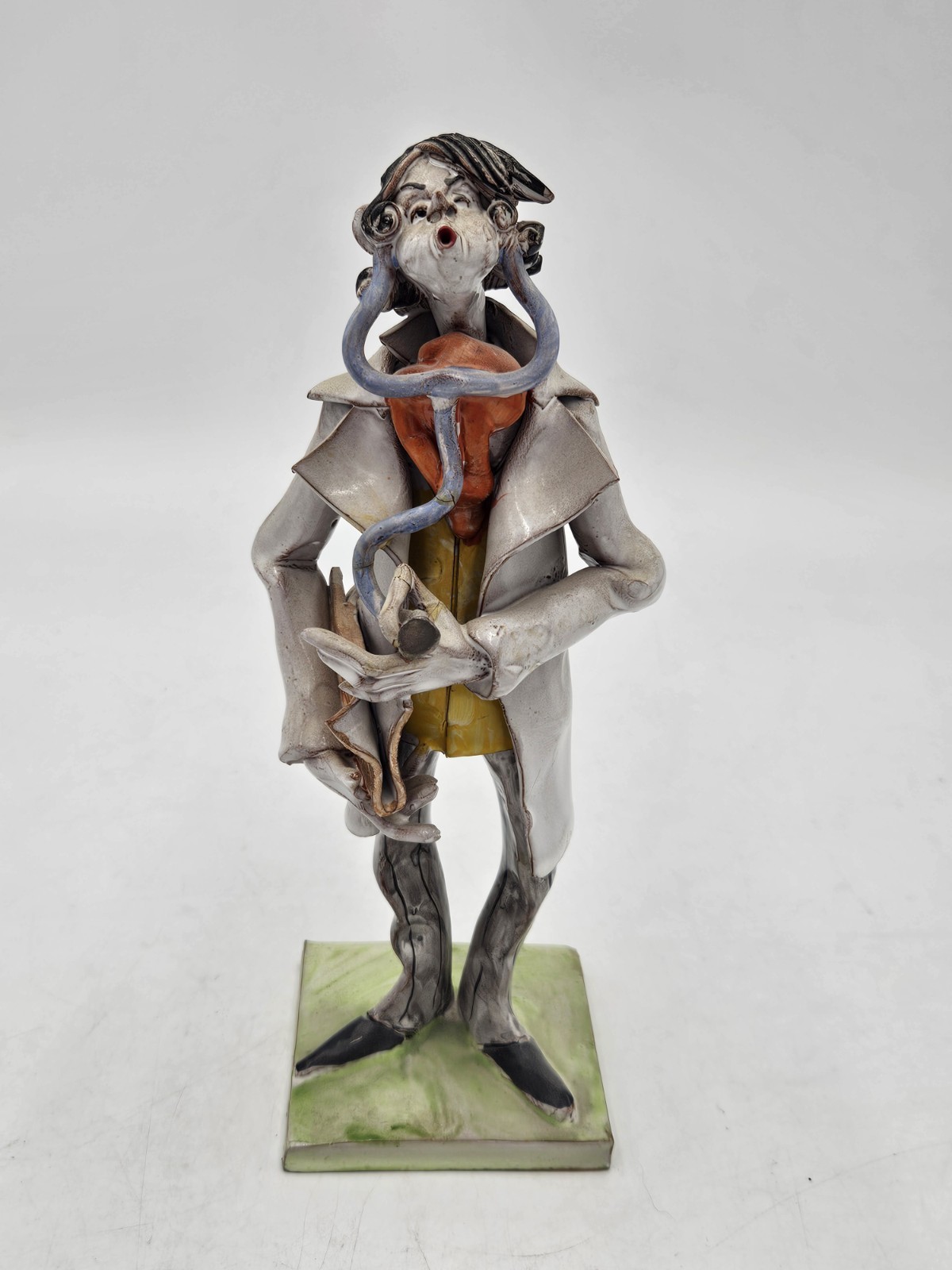 Vintage Italian Lo Scricciolo Style Art Ceramic Sculpture Male Doctor Bof Lilia 