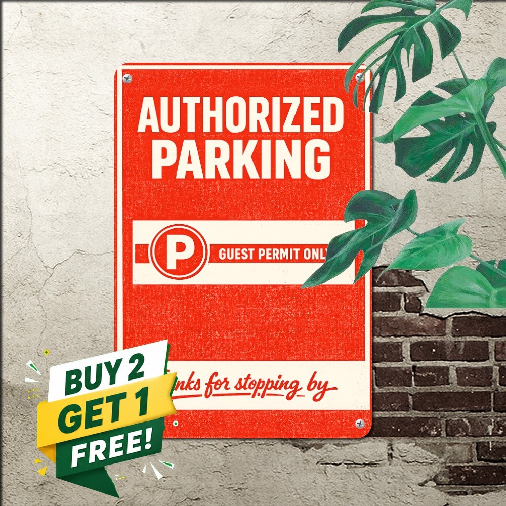 Welcome Guest Assigned Parking Vacation Cottage Plaque Metal Tin Sign 8x12