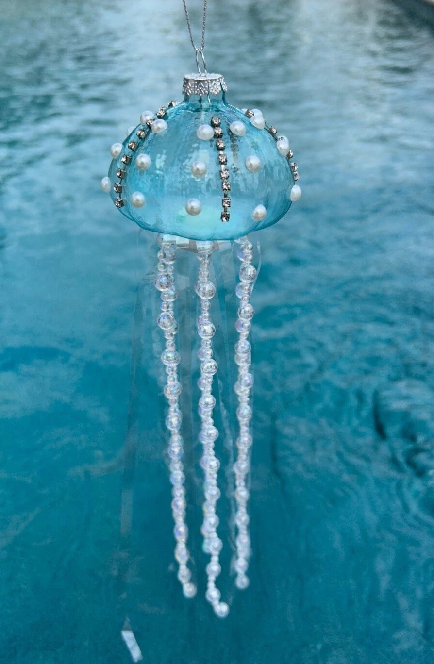 Embellished Jellyfish Christmas Ornament, Coastal Decor Embellished Jellyfish Christmas Ornament, Coastal Decor