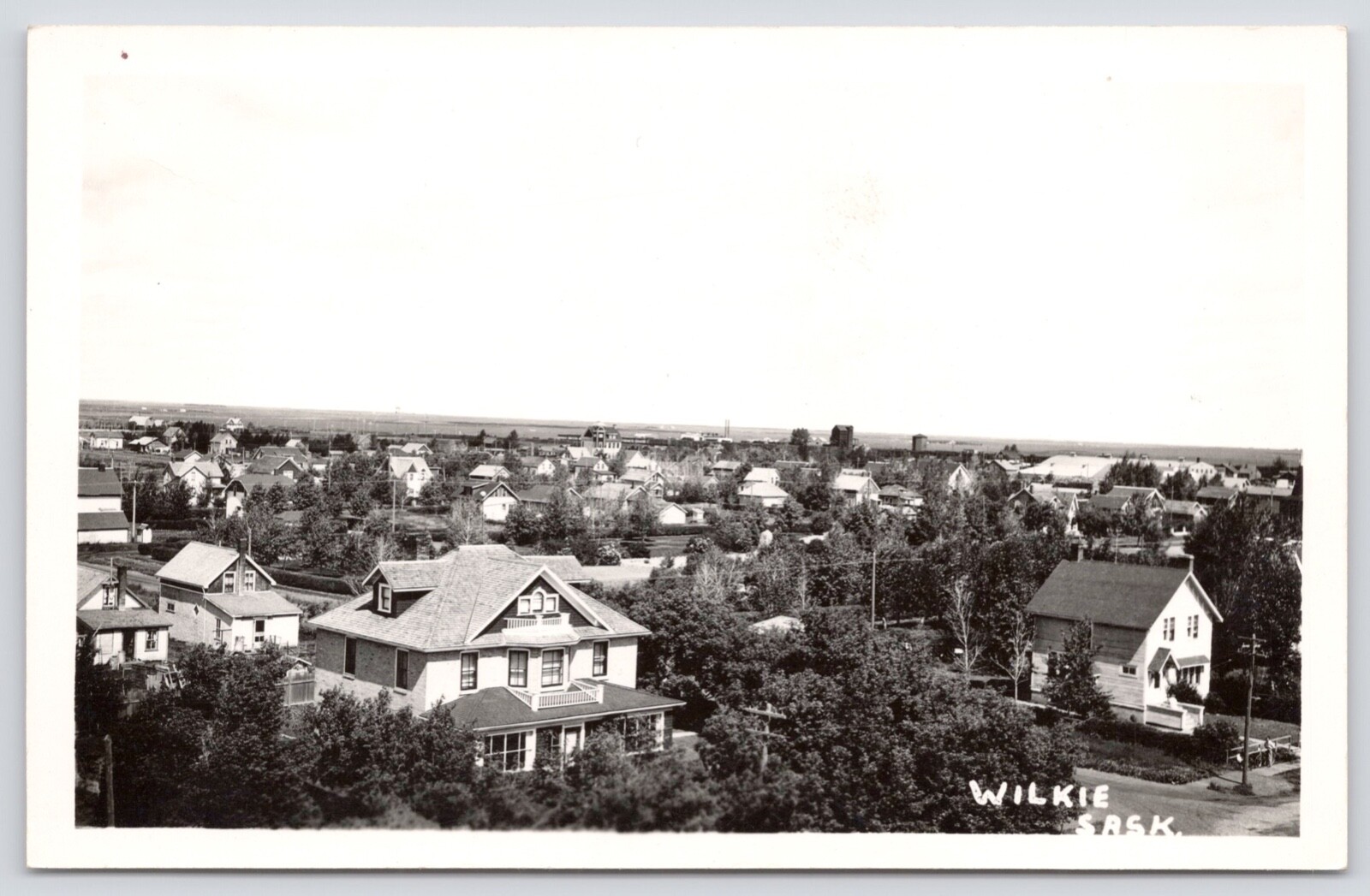 Postcard RPPC Birds-Eye View of Houses in Wilkie Saskatchewan Canada c1930s