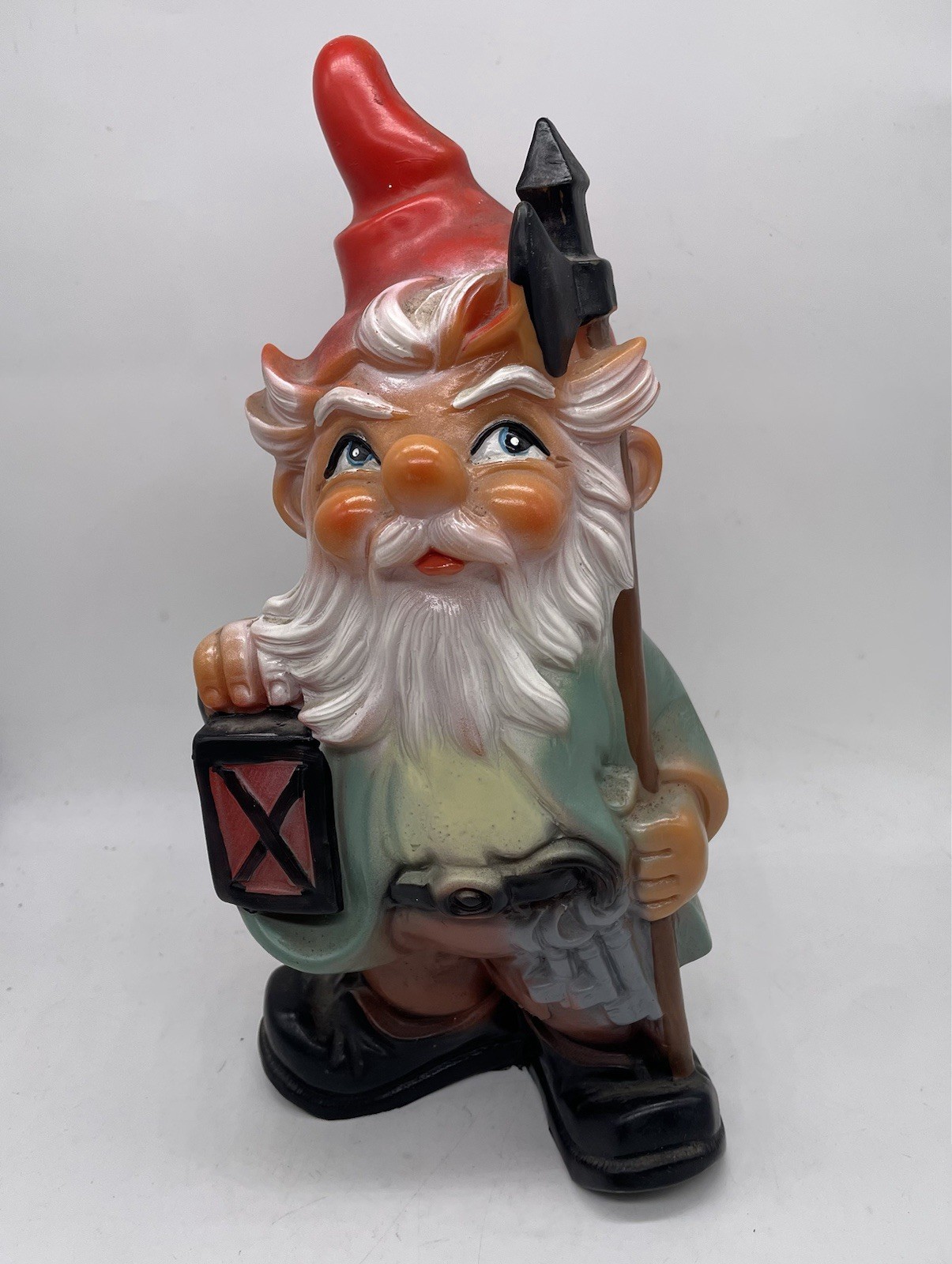 Vintage Zeho Gesch Garden Gnome with Axe  Plastic Rubber Figurine West Germany