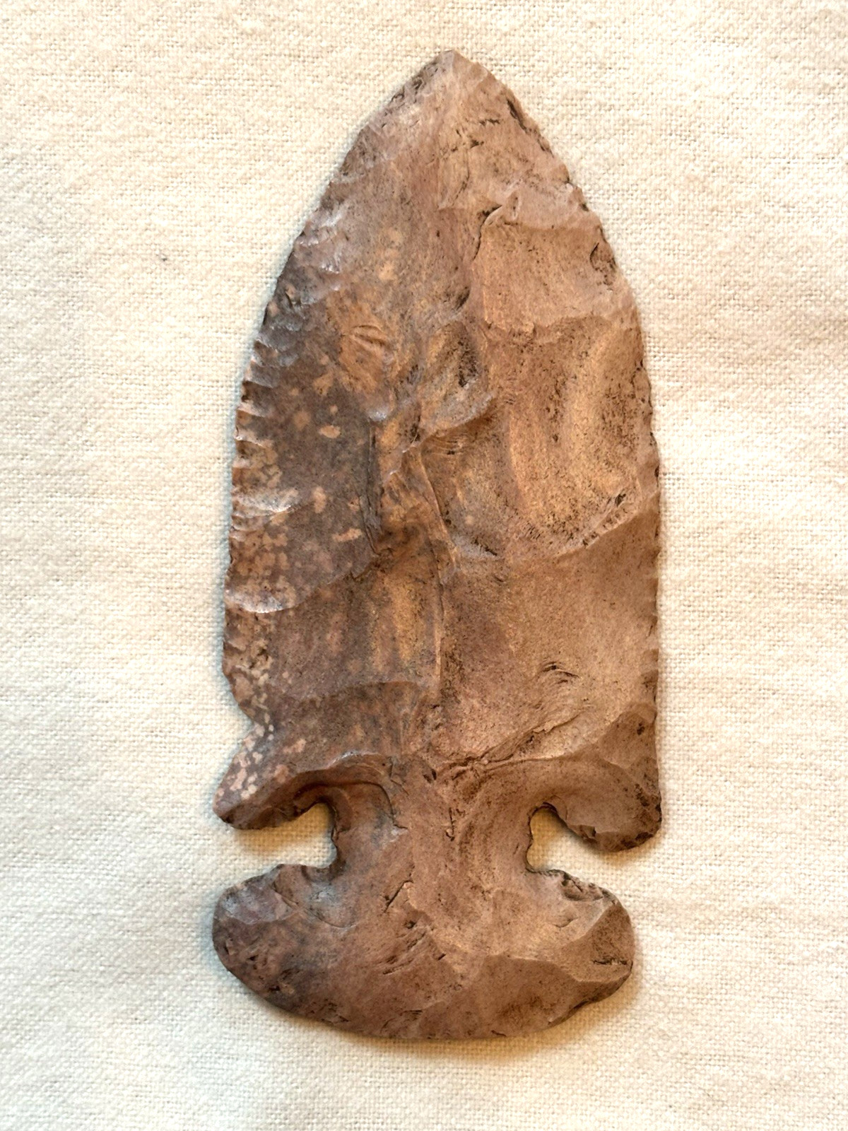 4 1/4 x 2 OH/IN  Ohio/Indiana Thebes E-Notch Indian Artifact / Arrowhead