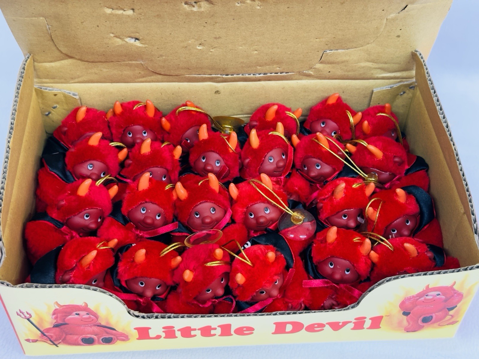 Vintage 1980s Russ Berrie Hot Stuff Little Horned Devil  Hugger Dangler 24pz