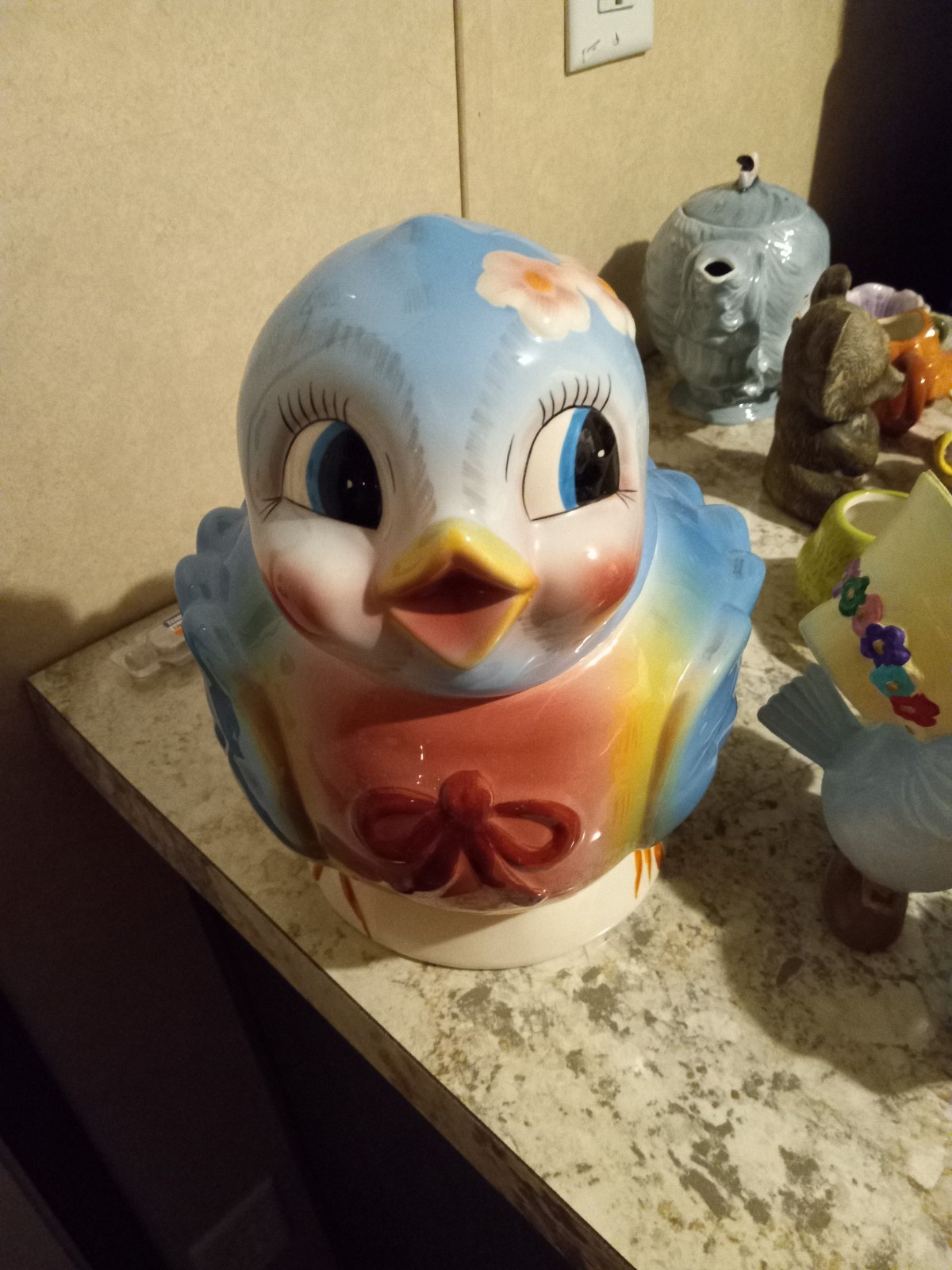 Lefton Bluebird Cookie Jar and Vase Hand Painted