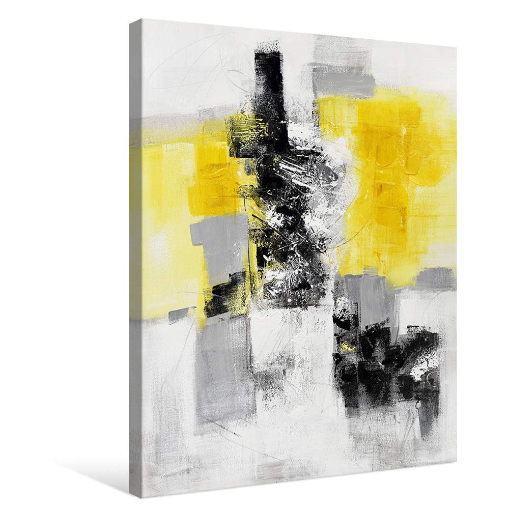 7Fisionart Yellow Wall Decor Gray Canvas Pictures Wall Art Abstract Paintings 7Fisionart Yellow Wall Decor Gray Canvas Pictures Wall Art Abstract Paintings