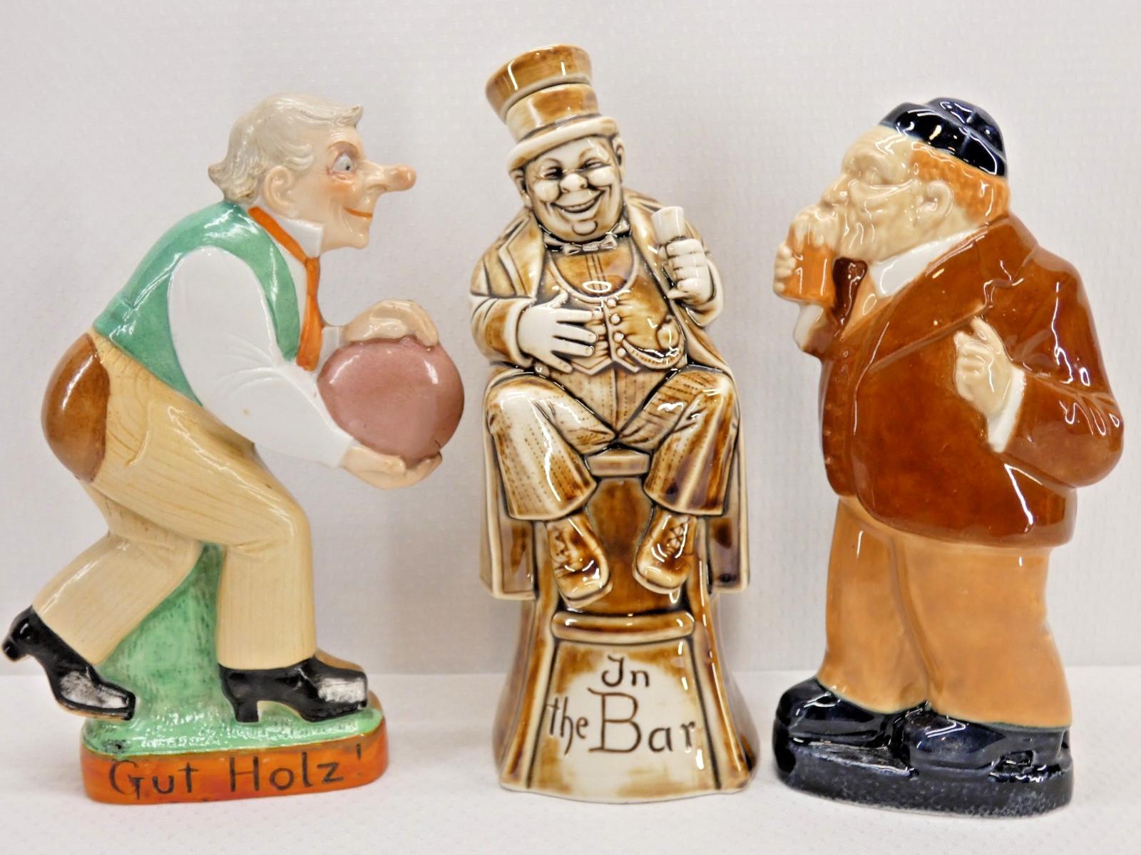 #56 Schafer Vater German Porcelain Figural Bottle Flask Decanter LOT of 3