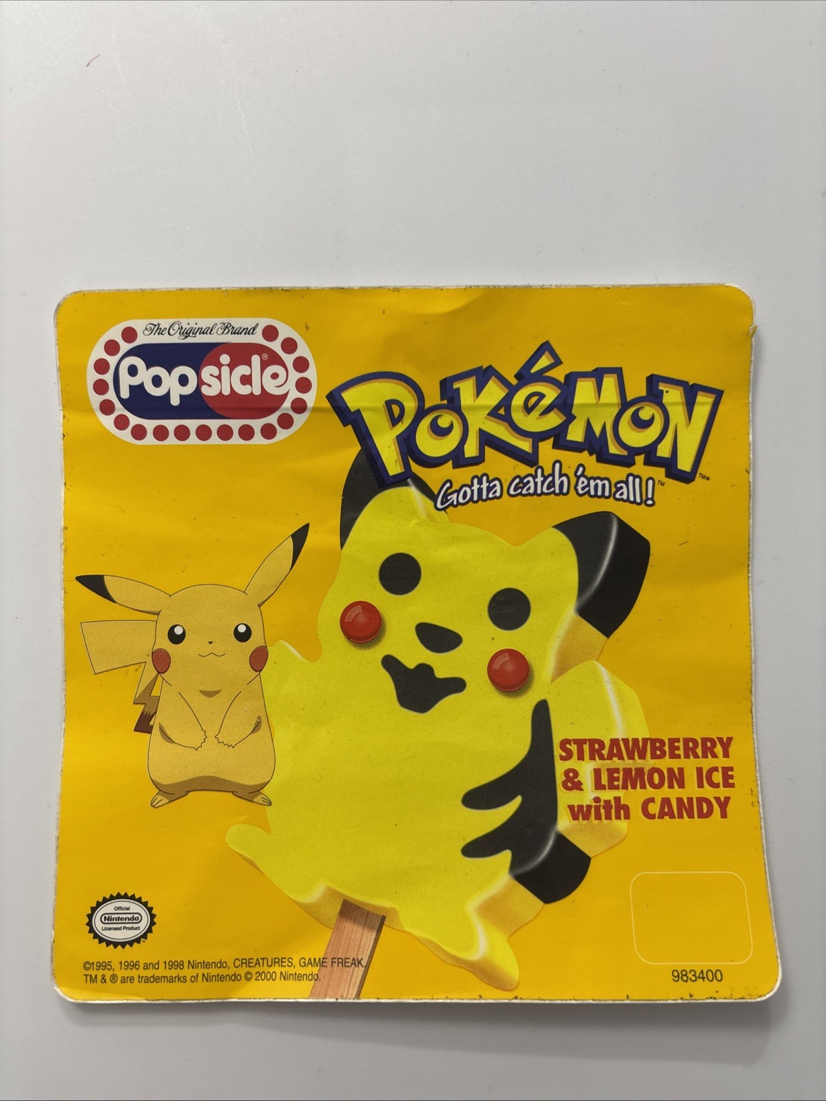 Vintage 2000 Nintendo Pokemon Pikachu Popsicle Ice Cream Truck Sticker 6”x6”