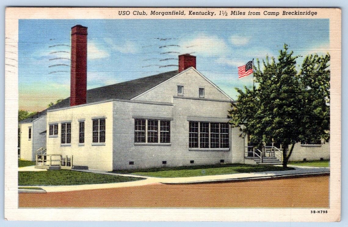 1943 USO CLUB CAMP BRECKINRIDGE MORGANFIELD KY SOLDIER MAIL POSTCARD