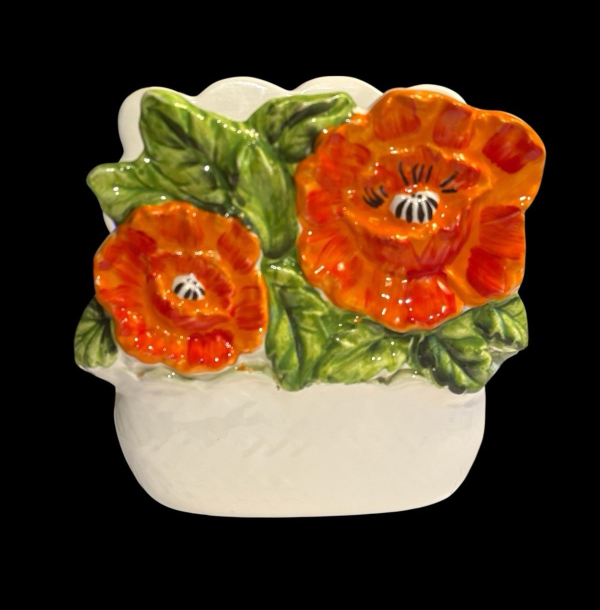 Vintage Geo. Z Lefton Poppies Napkin Holder 5843 Poppy Ceramic